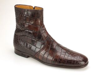 Gucci Brown Antiqued Crocodile Skin Side - Zip Ankle Boots 8 Eu / 9 Us