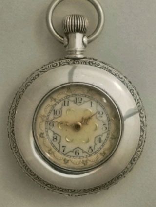 Waltham 0s.  7 Jewels Fancy Multi - Color Dial (1894 To 1899) Coin Silver Case.