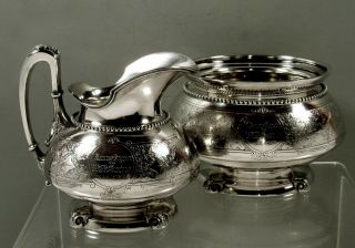 Tiffany Sterling Silver Tea Set c1870 Moorish - Ivy 71 Oz. 11