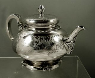 Tiffany Sterling Silver Tea Set c1870 Moorish - Ivy 71 Oz. 5