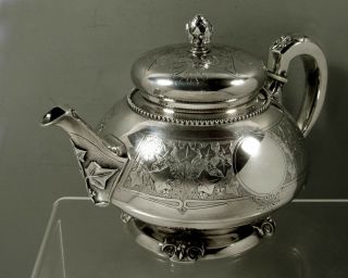 Tiffany Sterling Silver Tea Set c1870 Moorish - Ivy 71 Oz. 6