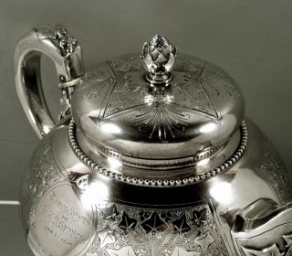 Tiffany Sterling Silver Tea Set c1870 Moorish - Ivy 71 Oz. 7
