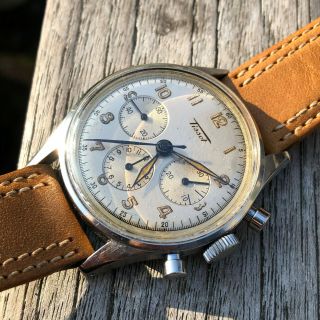 Vintage Late 1930s Tissot Stainless Steel 3 Register Chronograph Cal.  C27 - 41H 2