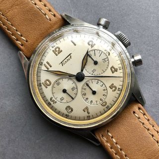 Vintage Late 1930s Tissot Stainless Steel 3 Register Chronograph Cal.  C27 - 41H 3