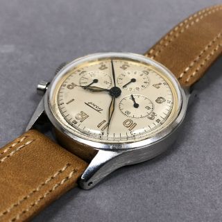Vintage Late 1930s Tissot Stainless Steel 3 Register Chronograph Cal.  C27 - 41H 4