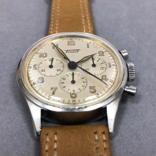 Vintage Late 1930s Tissot Stainless Steel 3 Register Chronograph Cal.  C27 - 41H 5