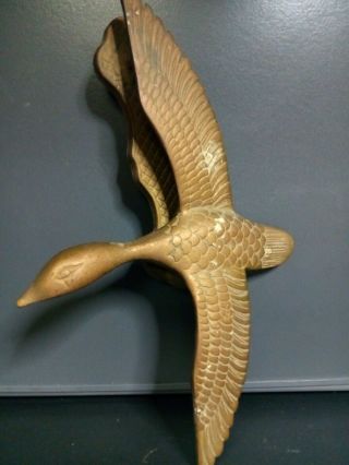 AntIque Vintage Solid Brass in Flight Mallard Duck Door Knocker 2