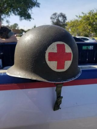 Wwii Us Navy Medical Painted M1 Helmet