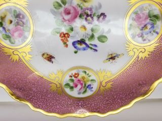 Antique Vintage Porcelain Handpainted Pedestal Compote Butterflies Moths Flowers 4