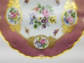 Antique Vintage Porcelain Handpainted Pedestal Compote Butterflies Moths Flowers 7