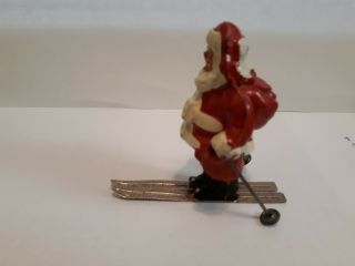 Vintage Barclay Santa on Skis Lead Figure with Skis and Poles,  USA 3