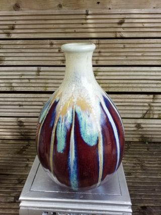 Antique Chinese Flambe Glazed Porcelain Vase 33cm Tall