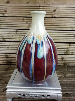Antique Chinese Flambe Glazed Porcelain Vase 33cm Tall 2