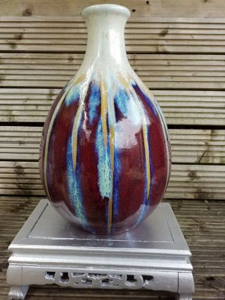 Antique Chinese Flambe Glazed Porcelain Vase 33cm Tall 3