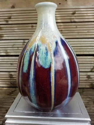 Antique Chinese Flambe Glazed Porcelain Vase 33cm Tall 4