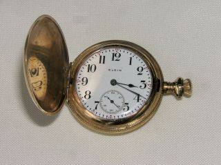 Antique Elgin Small Hunter Case Pocket Watch,  7 J Usa.