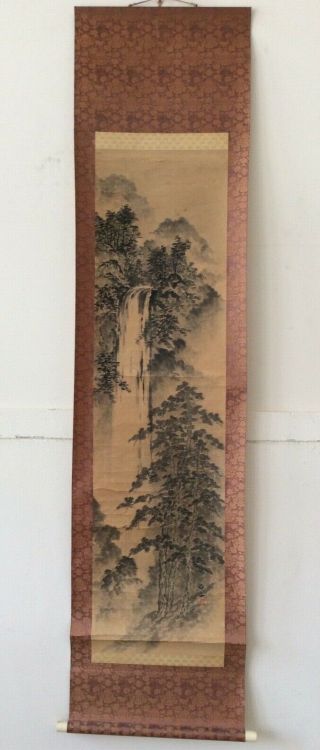 掛軸japan Japanese Hanging Scroll Landscape View Sansui [e312]