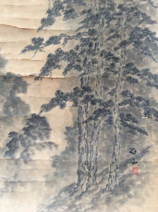 掛軸Japan Japanese Hanging Scroll Landscape View Sansui [E312] 5