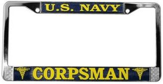 License Plate Frame - Navy - Corpsman