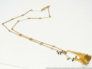 Rare Lapponia 14k Gold Tourmaline Necklace Hallmarked Designer Freeform Funky 2