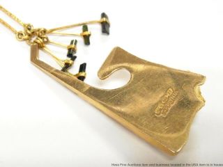 Rare Lapponia 14k Gold Tourmaline Necklace Hallmarked Designer Freeform Funky 7