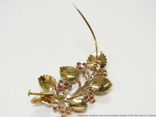 18k Rose Green Gold Natural Ruby Diamond Antique Pin Tree of Life Brooch 30.  4gr 5