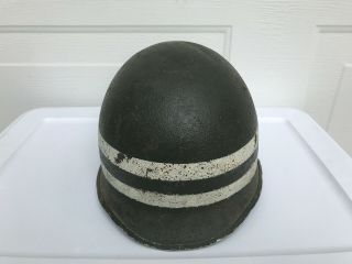 WWII US Army Painted M1 Steel Helmet Front Seam and Swivel Bale 2