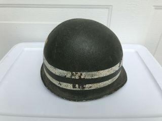 WWII US Army Painted M1 Steel Helmet Front Seam and Swivel Bale 3