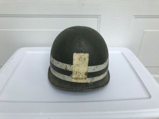 WWII US Army Painted M1 Steel Helmet Front Seam and Swivel Bale 4