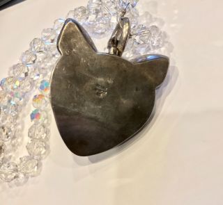 STUNNING RARE Patricia von Musulin Sterling Silver Cat & Crystal Necklace 318g 3