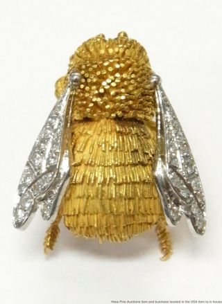 Ultra Rare 20k Gold Tiffany Co.  Platinum Diamond Wing Monster Bee Pin Clip 20gr