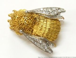 Ultra Rare 20k Gold Tiffany Co.  Platinum Diamond Wing Monster Bee Pin Clip 20gr 2