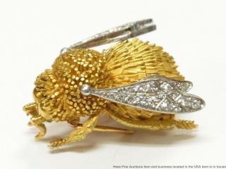 Ultra Rare 20k Gold Tiffany Co.  Platinum Diamond Wing Monster Bee Pin Clip 20gr 3