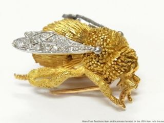 Ultra Rare 20k Gold Tiffany Co.  Platinum Diamond Wing Monster Bee Pin Clip 20gr 4