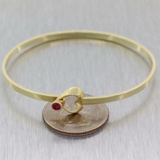 Vintage Tiffany & Co.  14k Yellow Gold Ruby Open Heart Love Bangle Bracelet 8