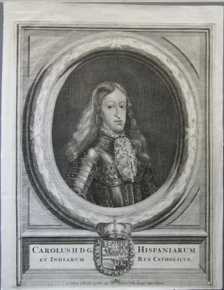 King Charles Ii Of Spain Period Engraving