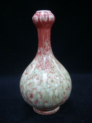 Vintage Chinese Green And Red Glazes Porcelain Bottle Vase Mark