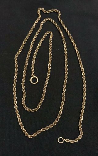 Estate Old Heavy 14k Solid Gold 31 " Rope Chain Necklace 23.  5 Grams