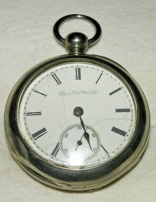 Large 1889 Elgin 7j Key Wind Pocket Watch Silverode Case Thiery Case Co
