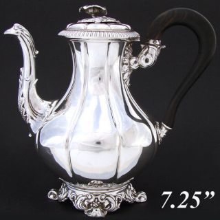 Antique French Louis Philippe Era Sterling Silver Solitaire Coffee Or Tea Pot