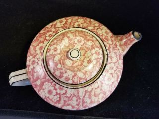 antique ceramic pink floral teapot 3