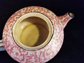 antique ceramic pink floral teapot 4