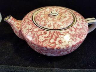 antique ceramic pink floral teapot 5