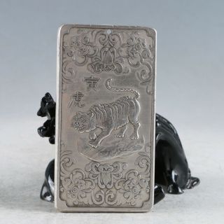 Tibet Silver Hand Carved Tiger (the Twelve Zodiacal Constellatio) Pendant Ry040