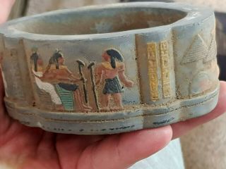 Fantastic Extremely Rare Ancient Stone Box With Egyptian Figures.  379 Gr.  112,  5 M