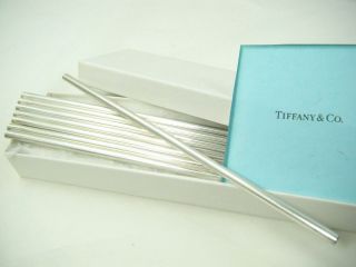 8 Authentic Tiffany & Co Sterling Silver Drinking Straws - Rare Set