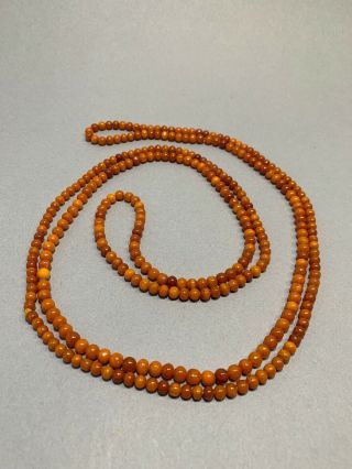 Baltic Butterscotch Amber Beads Egg Yolk Smooth Necklace Vintage 60” 5.  5mm 2