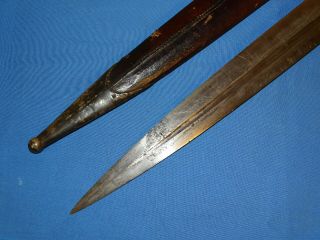 Fine Antique Russian Caucasian Silvered Kindjal Kinjal Dagger Sword 23 