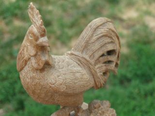 Antique Folk Art Primitive Hand Carved Wood Rooster Chicken Sculpture 6