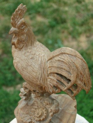 Antique Folk Art Primitive Hand Carved Wood Rooster Chicken Sculpture 7
